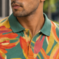 Multicolor Premium Fabric Regular Printed Polo T Shirt For Men