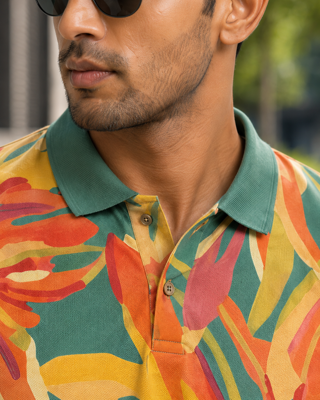Multicolor Premium Fabric Regular Printed Polo T Shirt For Men