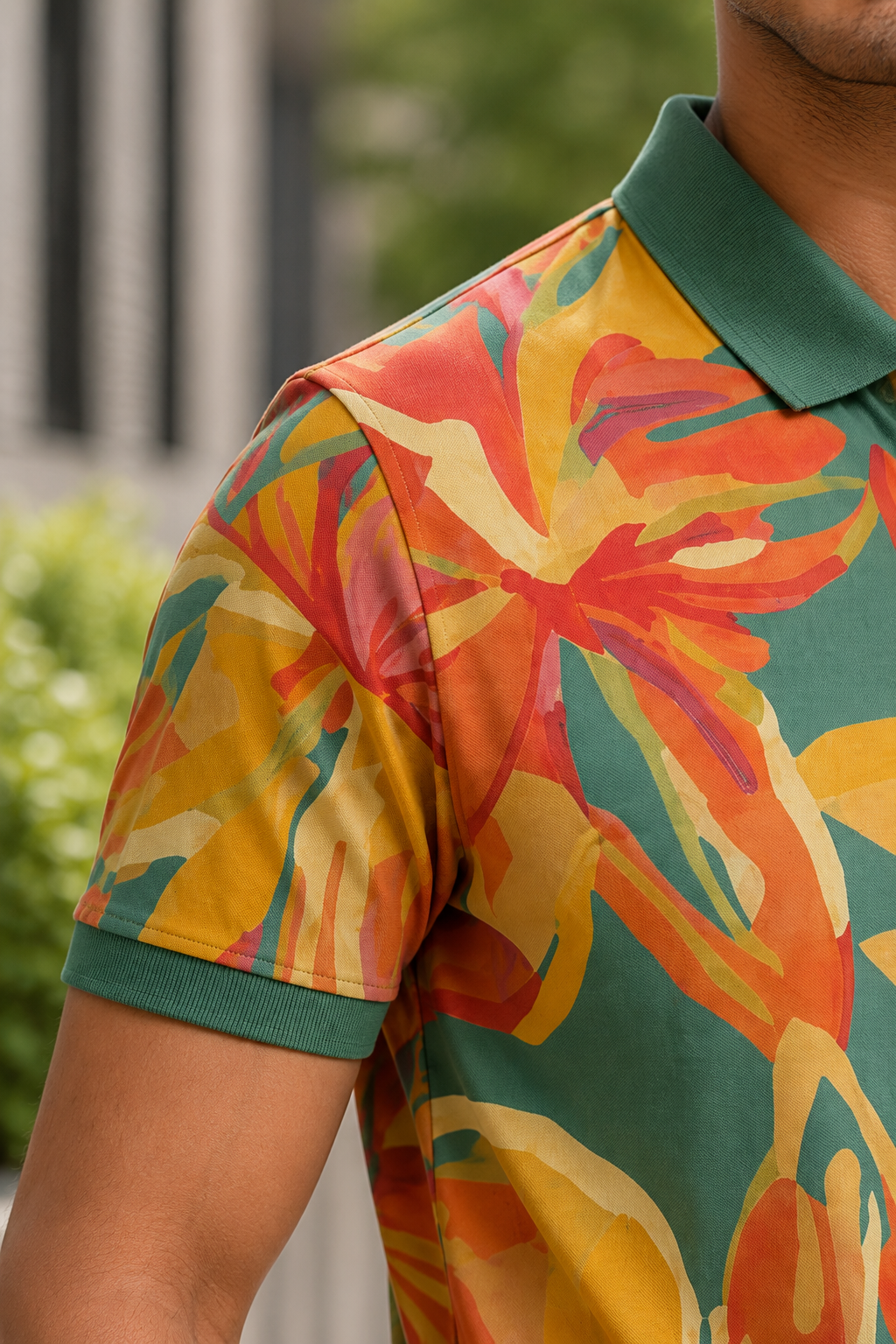 Multicolor Premium Fabric Regular Printed Polo T Shirt For Men