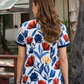 Women White Flower Print Polo T-Shirt for Casual Wear