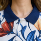 Women White Flower Print Polo T-Shirt for Casual Wear