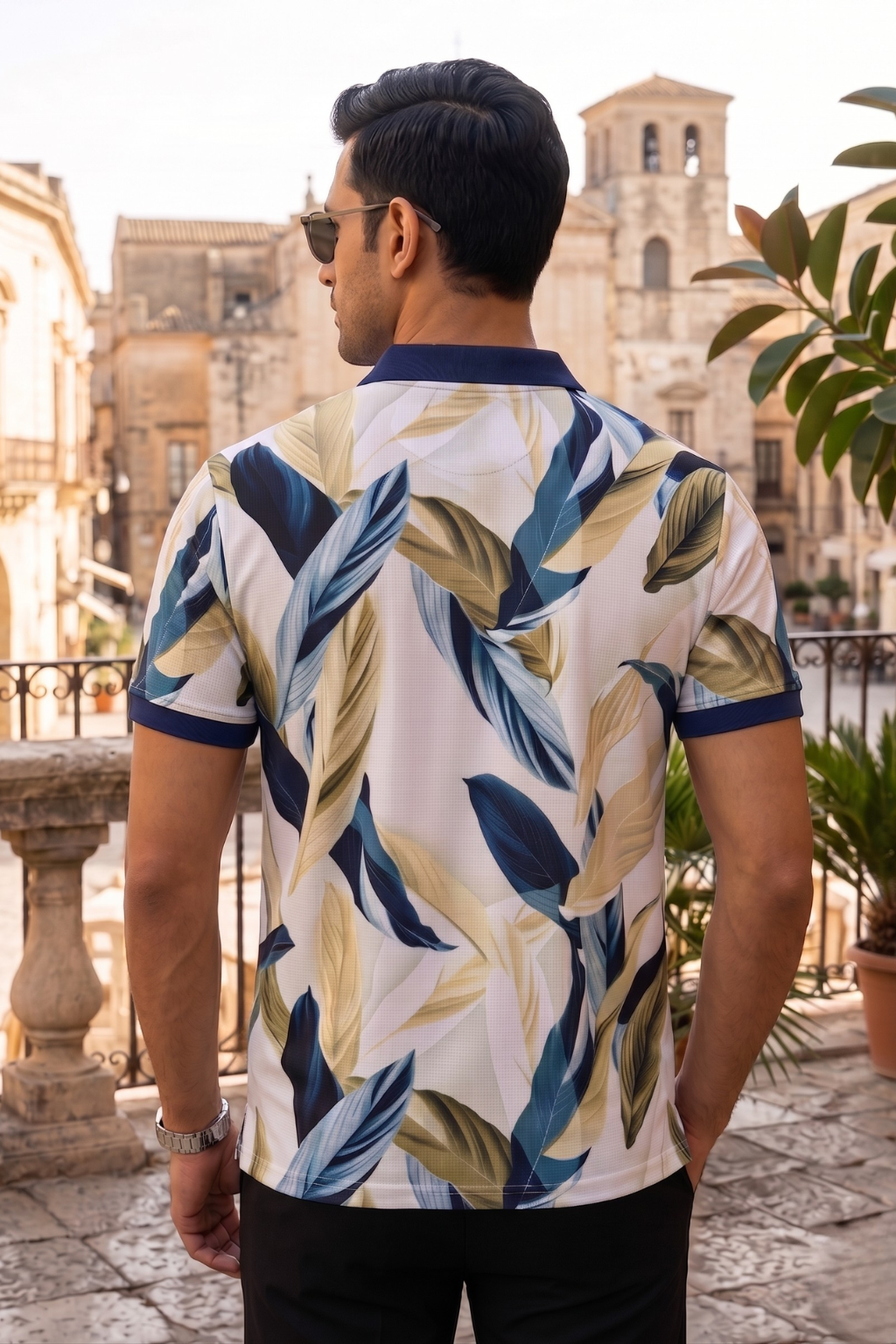 Multicolor Premium Fabric Regular Printed Polo T Shirt For Men