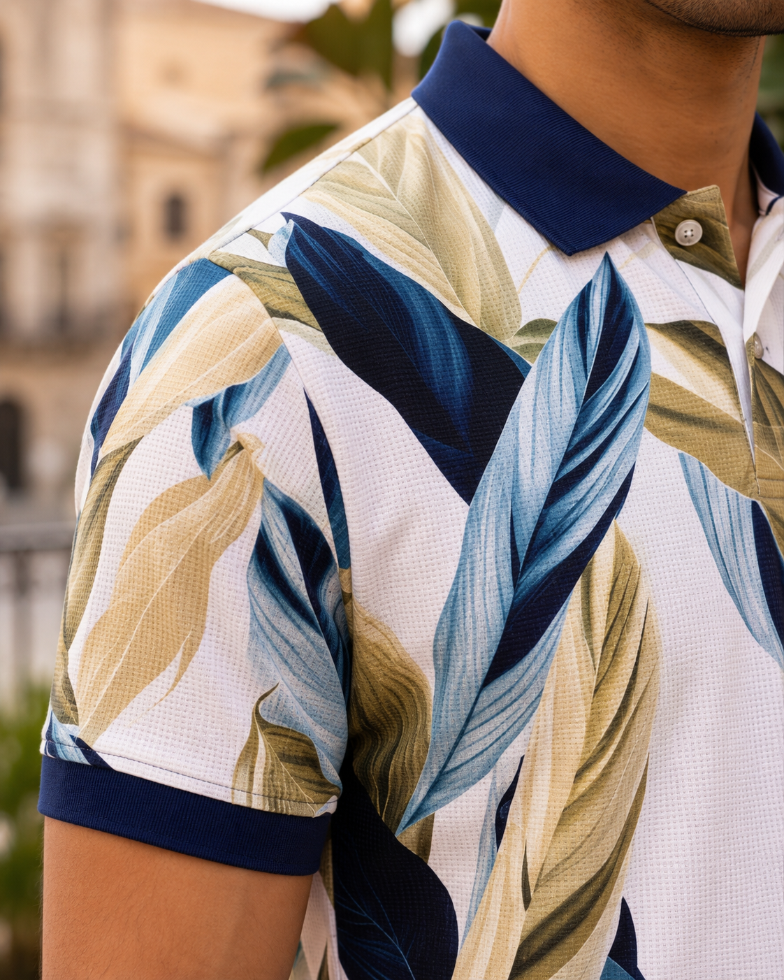 Multicolor Premium Fabric Regular Printed Polo T Shirt For Men