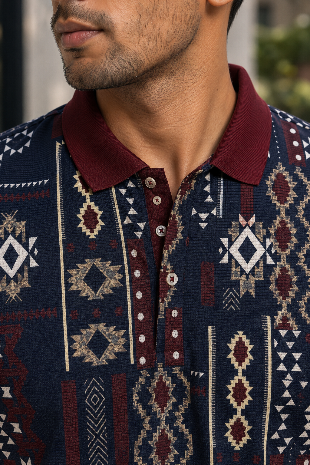 Multicolor Premium Fabric Regular Printed Polo T Shirt For Men
