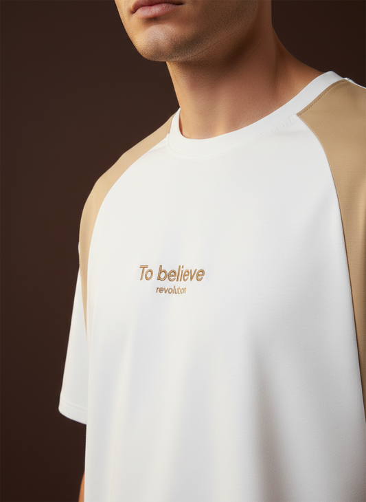 Men’s White & Beige Loungewear Co-Ord Set