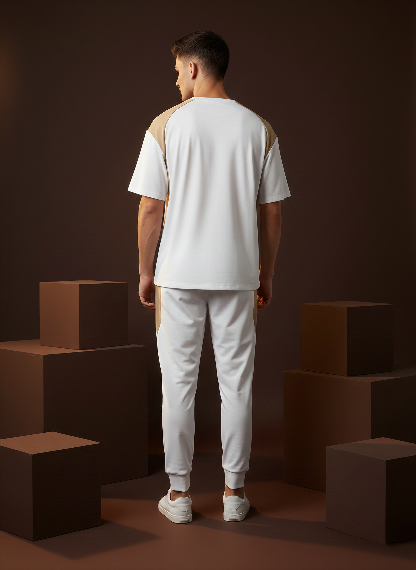 Men’s White & Beige Loungewear Co-Ord Set