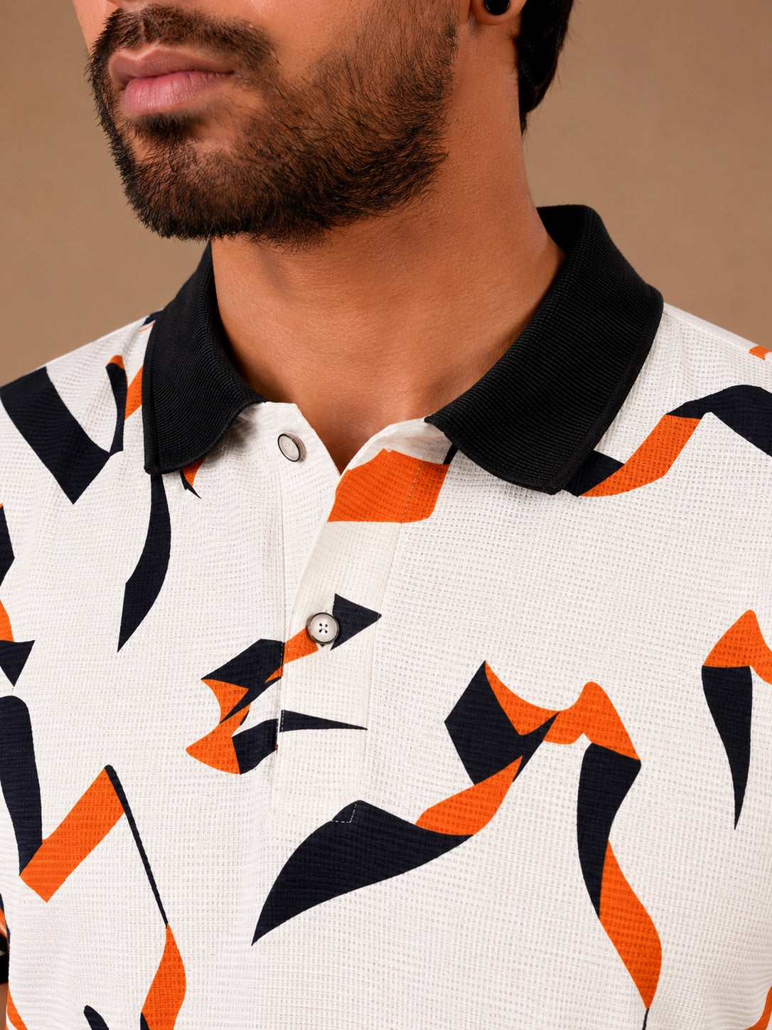 Tshirtsbuddy Men's Geometric Ribbon Pattern Polo T-Shirt